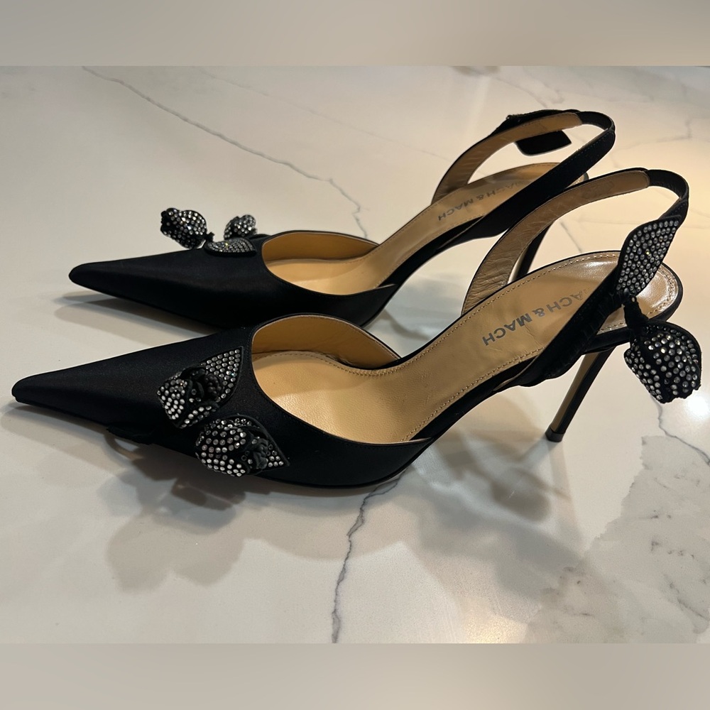 MACH & MACH Black Crystal Embellished Heels - Picture 4 of 7